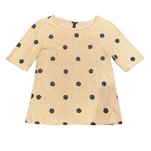 J. Crew Cream Polka Dot Short Sleeve Sequin Top Women’s XXS
